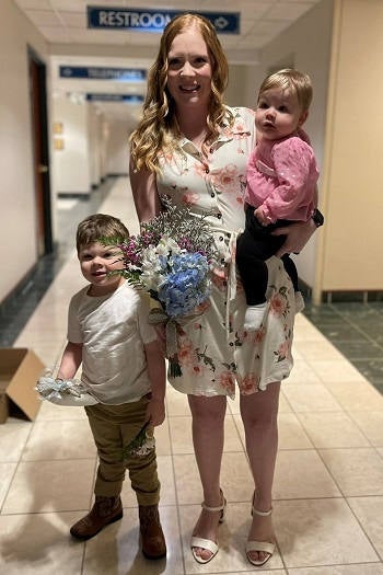 Morgan Brooks with her 2 children at Bassett Medical Center