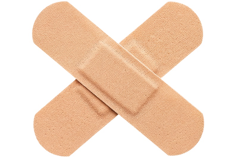 criss-crossed bandaids