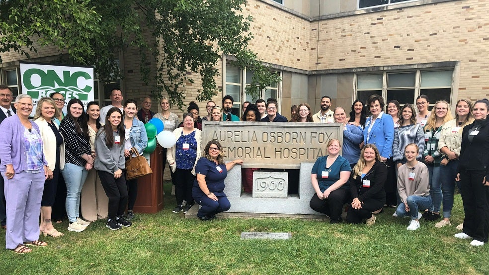 LPN students posing with leadership from Bassett Healthcare Network & ONC BOCES & community leadership