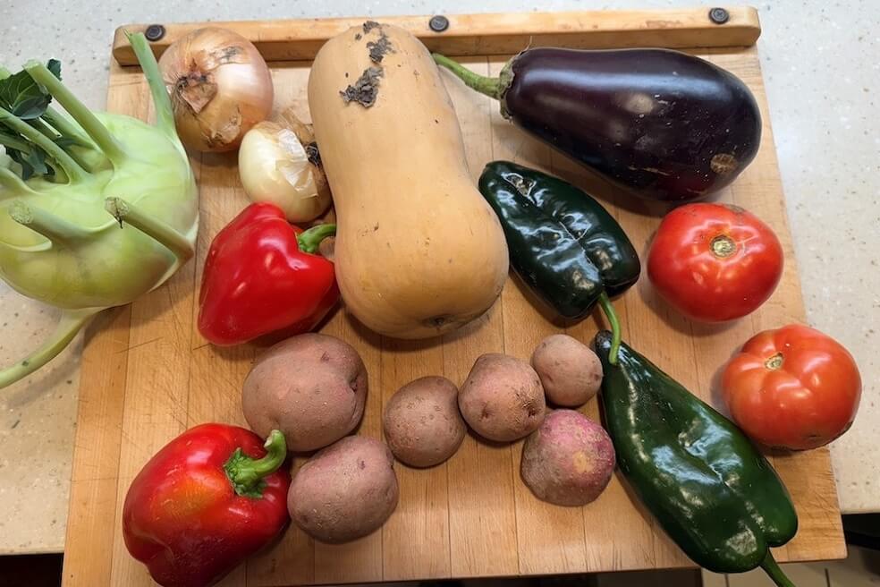 Fruits & vegetables from a fresh produce box